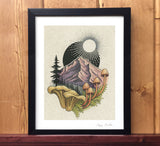 Mount Hood with Mushrooms Print