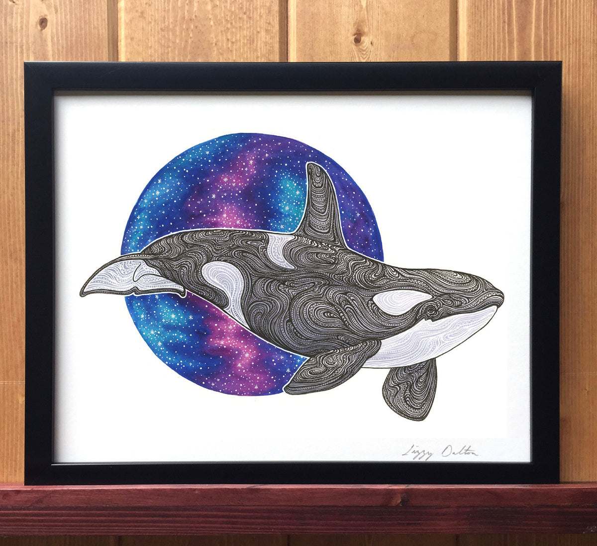 宇宙とオルカのアート作品 Cosmic Orca Print – Lizzy Dalton Art