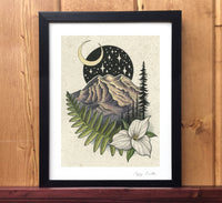Mount Rainier with Trillium Print